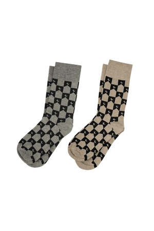 MONOGRAM SOCKS GREY BLACK/NATURAL