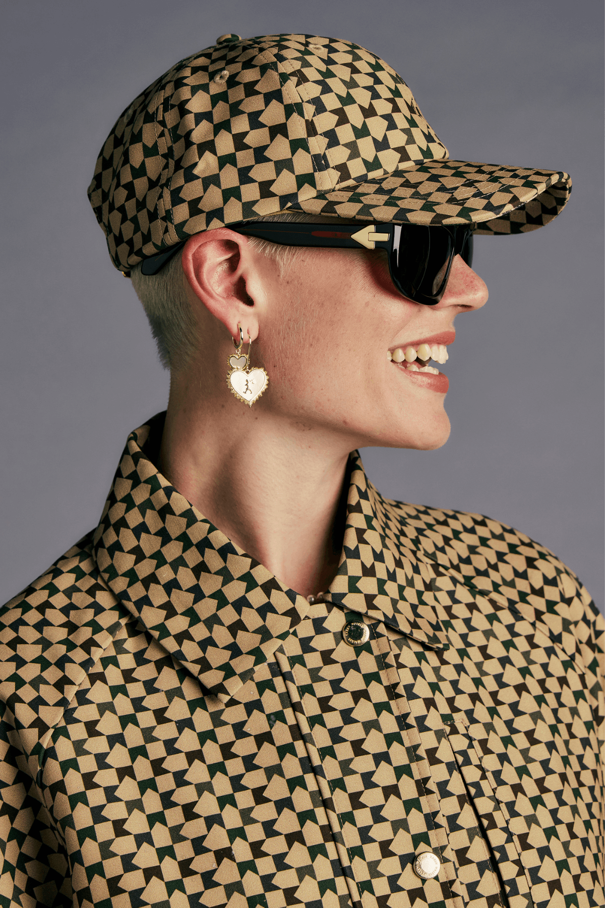 MONOGRAM CHECK CAP TAN MULTI