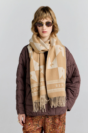 MONOGRAM JACQUARD SCARF CREAM/TAN