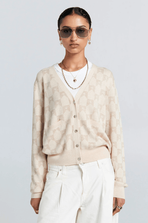 MONOGRAM KNIT CARDIGAN SAND MULTI