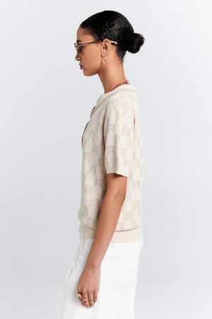 MONOGRAM KNIT POLO SAND MULTI
