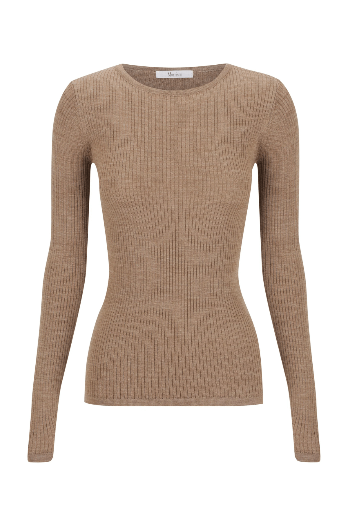 MORRI MERINO RIB ROUND NECK COFFEE