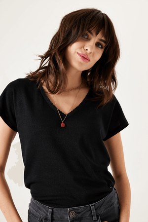 LADIES T-SHIRT SHORT SLEEVE BLACK