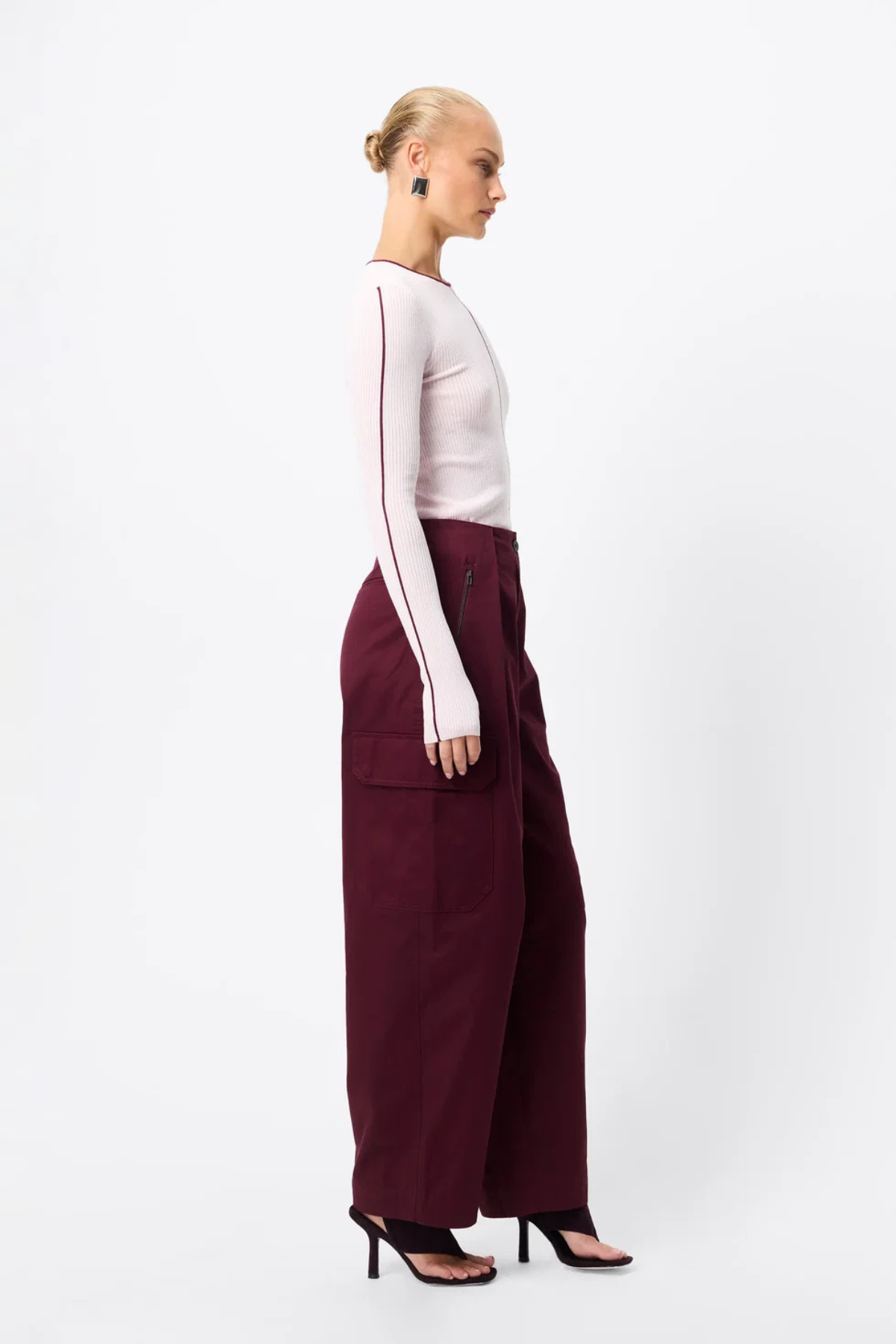NARA KNIT TOP PINK/BURGUNDY