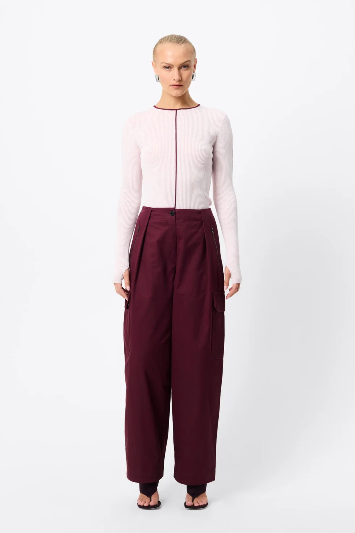 NARA KNIT TOP PINK/BURGUNDY