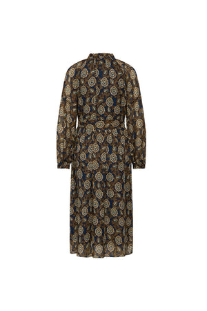 NICOLINE DRESS PRINT BLUE/BROWN