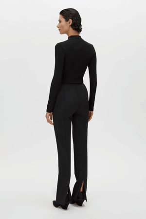 NORA RIB LONG SLEEVE TOP BLACK/SOFT WHITE