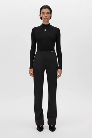 NORA RIB LONG SLEEVE TOP BLACK/SOFT WHITE