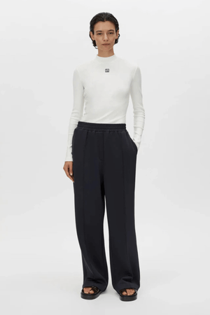 NORA RIB LONG SLEEVE TOP SOFT WHITE/BLACK