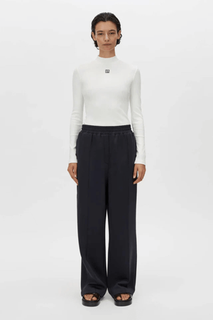 NORA RIB LONG SLEEVE TOP SOFT WHITE/BLACK