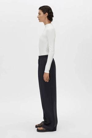 NORA RIB LONG SLEEVE TOP SOFT WHITE/BLACK