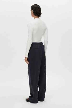 NORA RIB LONG SLEEVE TOP SOFT WHITE/BLACK