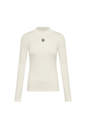 NORA RIB LONG SLEEVE TOP SOFT WHITE/BLACK