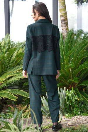 OFF TRACK PANT NAVY CHECK
