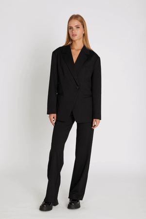 OLANA WIDE PANTS PINSTRIPE BLACK