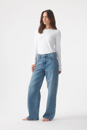 OLIVE MID SLOUCHY WIDE JEAN MARINA MID BLUE