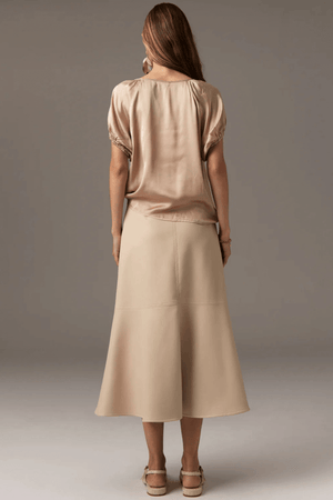 OLLIE FAUX LEATHER SKIRT PEBBLE