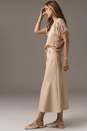 OLLIE FAUX LEATHER SKIRT PEBBLE