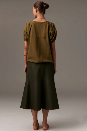 OLLIE FAUX LEATHER SKIRT KHAKI