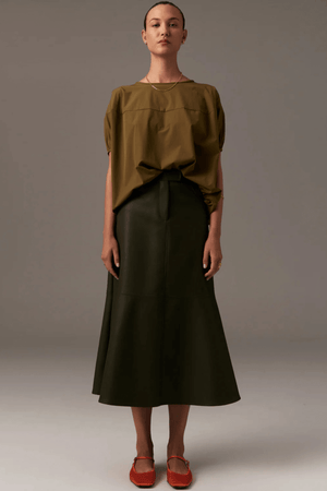 OLLIE FAUX LEATHER SKIRT KHAKI