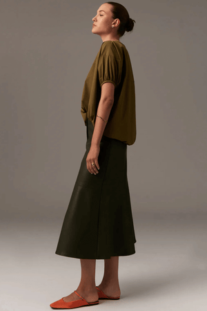 OLLIE FAUX LEATHER SKIRT KHAKI