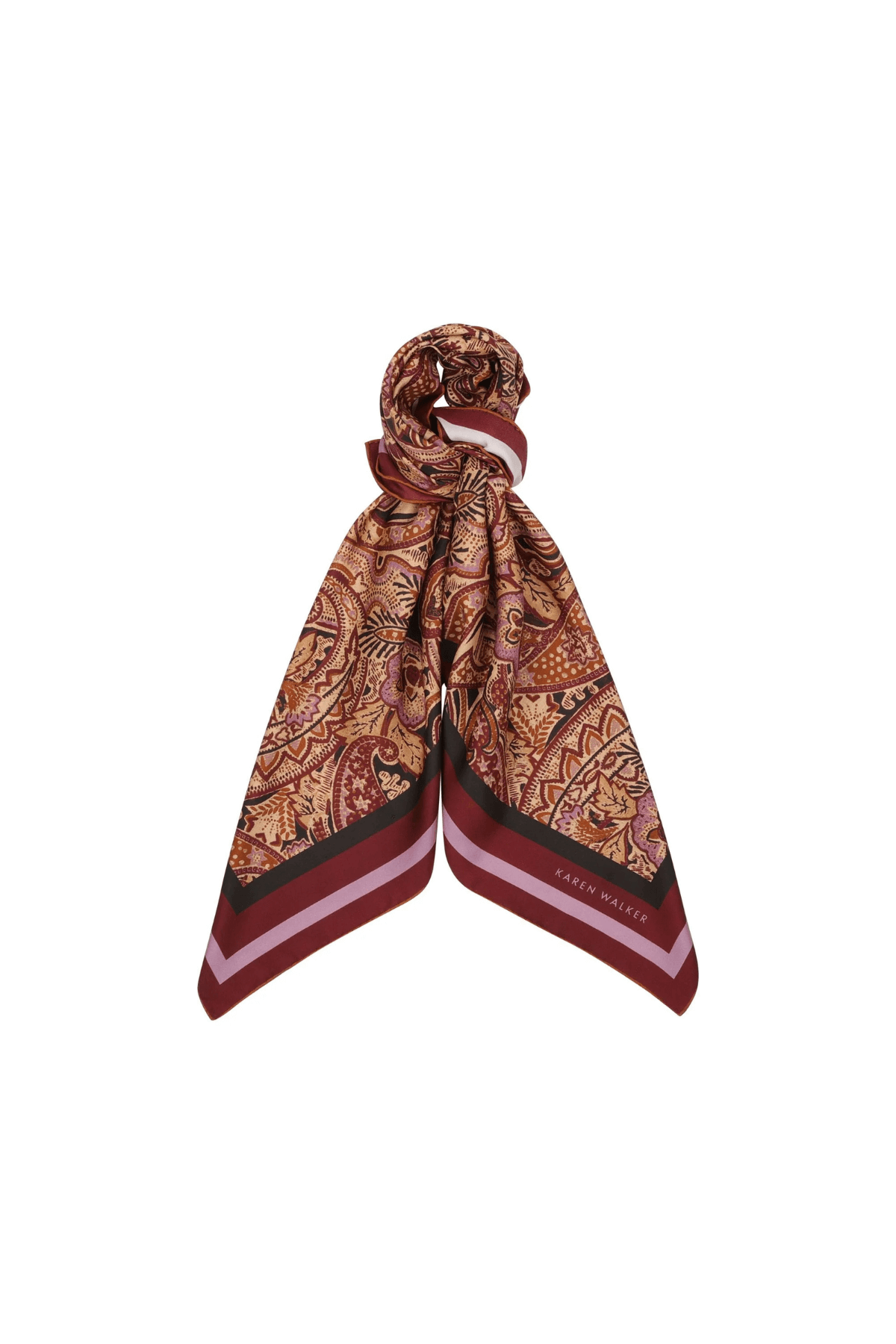 PAISLEY CLASSIC SILK SCARF BURGUNDY MULTI