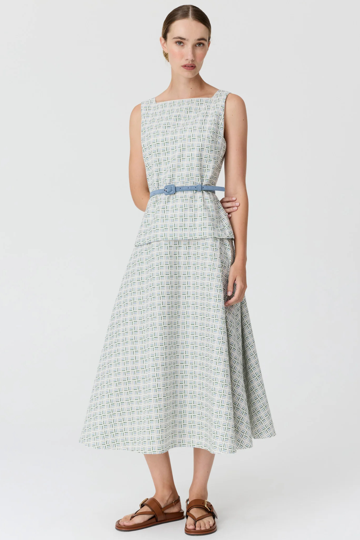 PARTERRE BELT DRESS JACQUARD