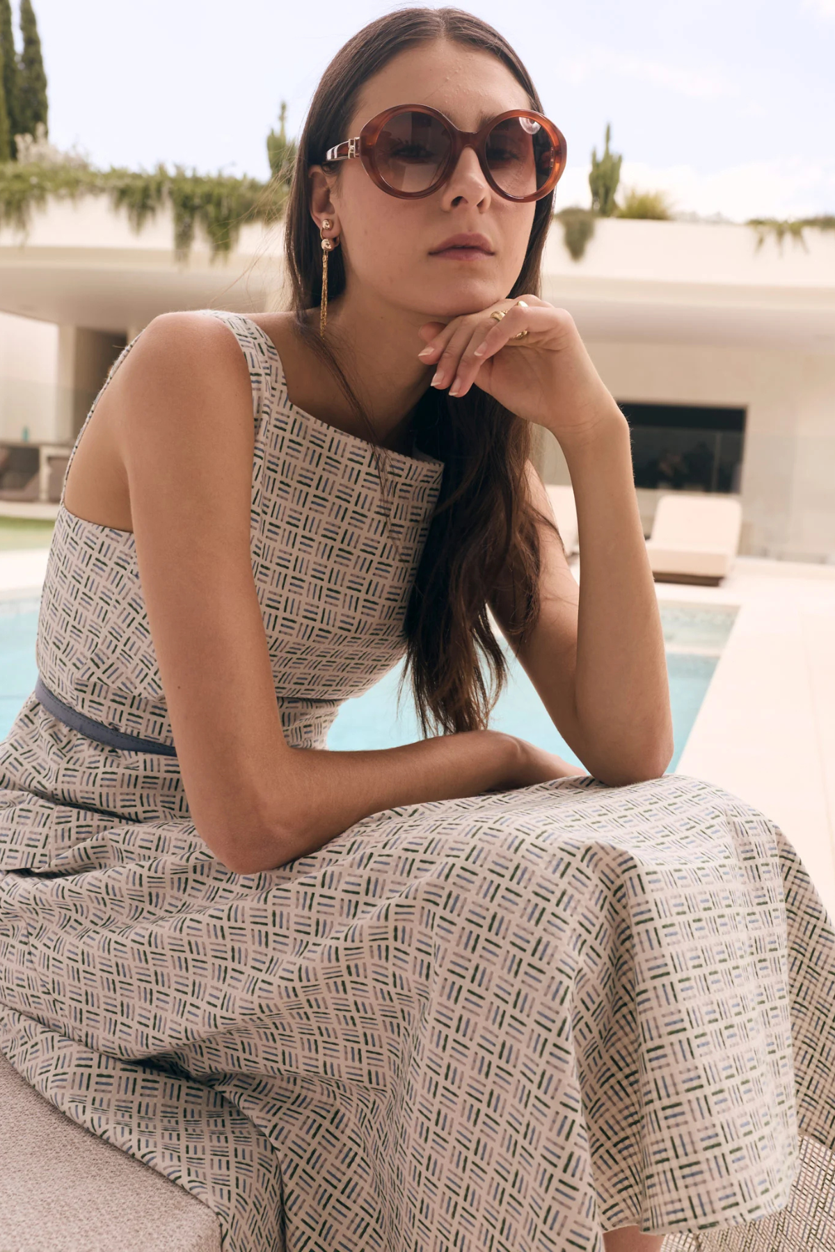 PARTERRE BELT DRESS JACQUARD