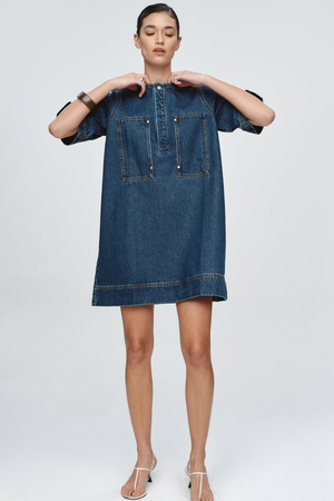PATCH POCKET DRESS CLASSIC BLUE