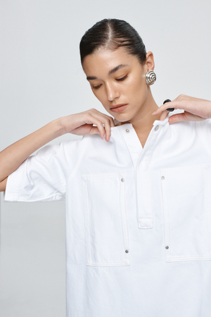 PATCH POCKET DRESS BLANC