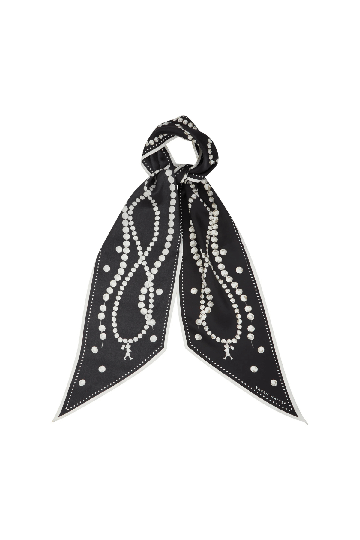 RUNAWAY PEARLS SASH SCARF BLACK