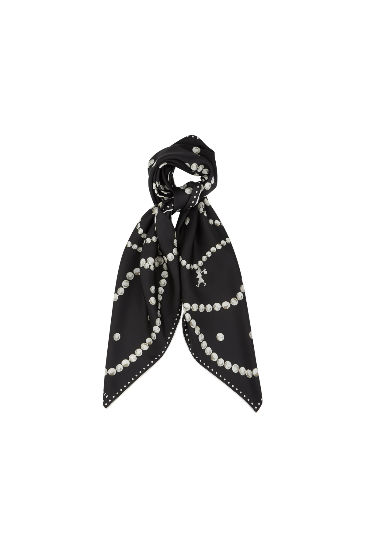 RUNAWAY PEARLS CLASSIC SILK SCARF BLACK