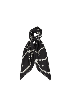 RUNAWAY PEARLS CLASSIC SILK SCARF BLACK