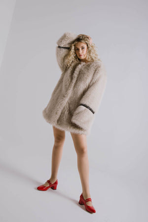 PEARLY FUR COAT SILVER CLOUD