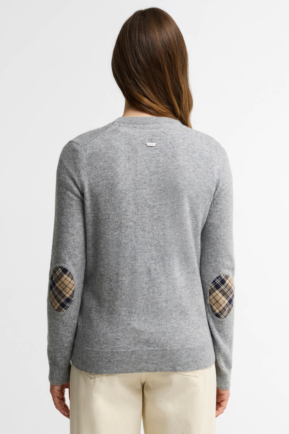 PENDLE KNITTED CARDIGAN GREY MARL/BIRCHWOOD TARTAN