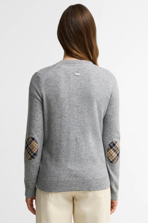 PENDLE KNITTED CARDIGAN GREY MARL/BIRCHWOOD TARTAN
