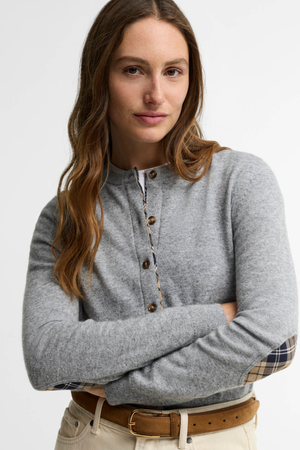PENDLE KNITTED CARDIGAN GREY MARL/BIRCHWOOD TARTAN
