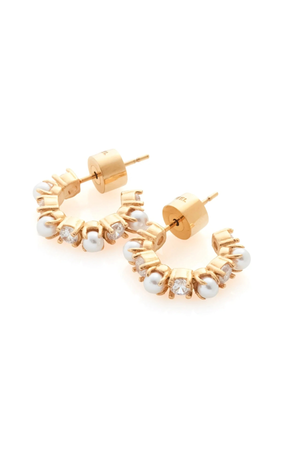 PERLA HOOP EARRINGS GOLD/PEARL/CZ