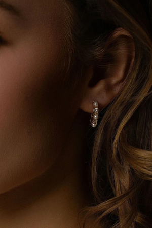 PERLA HOOP EARRINGS GOLD/PEARL/CZ