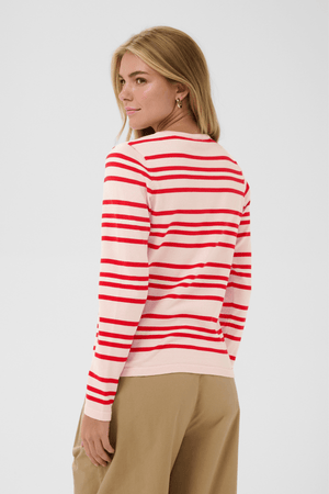 PILA CARDIGAN CHALK PINK RED MULTI STRIPE