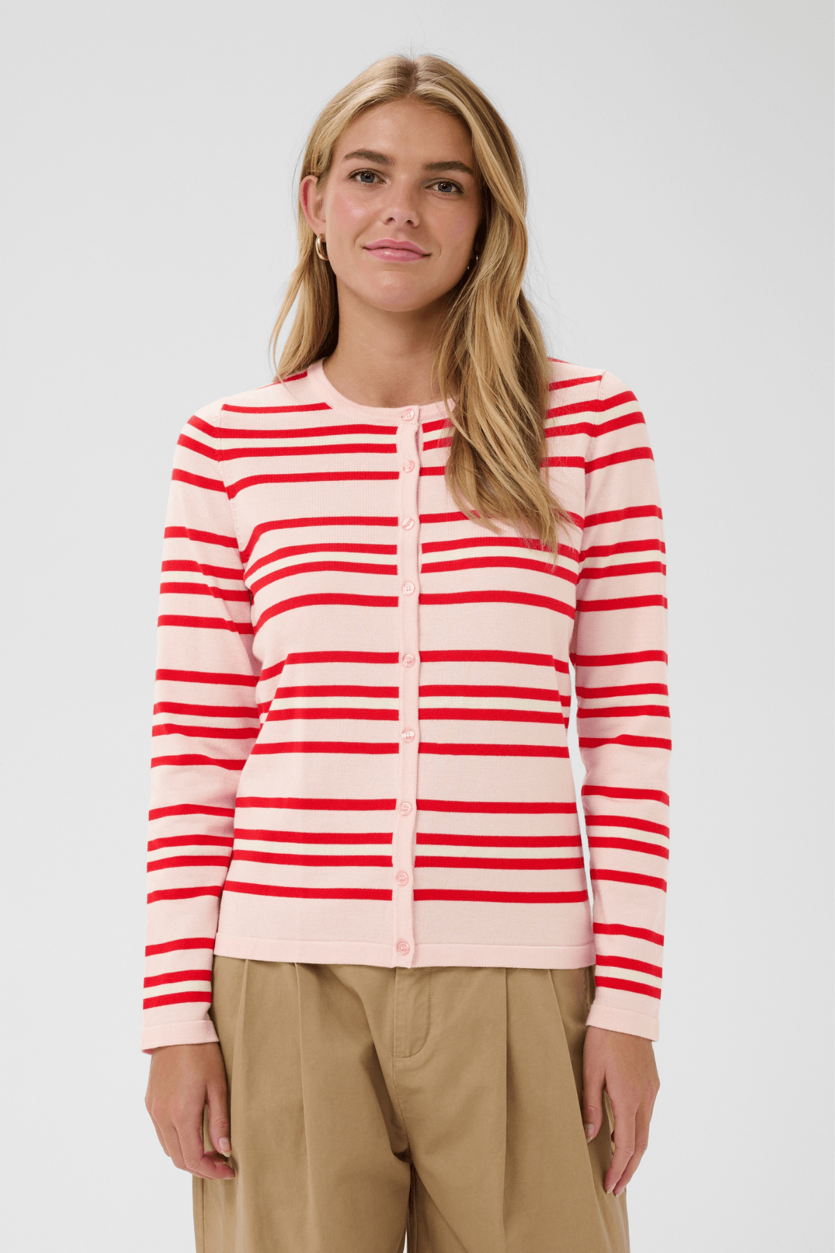 PILA CARDIGAN CHALK PINK RED MULTI STRIPE