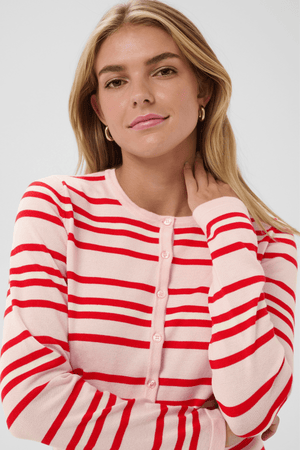 PILA CARDIGAN CHALK PINK RED MULTI STRIPE