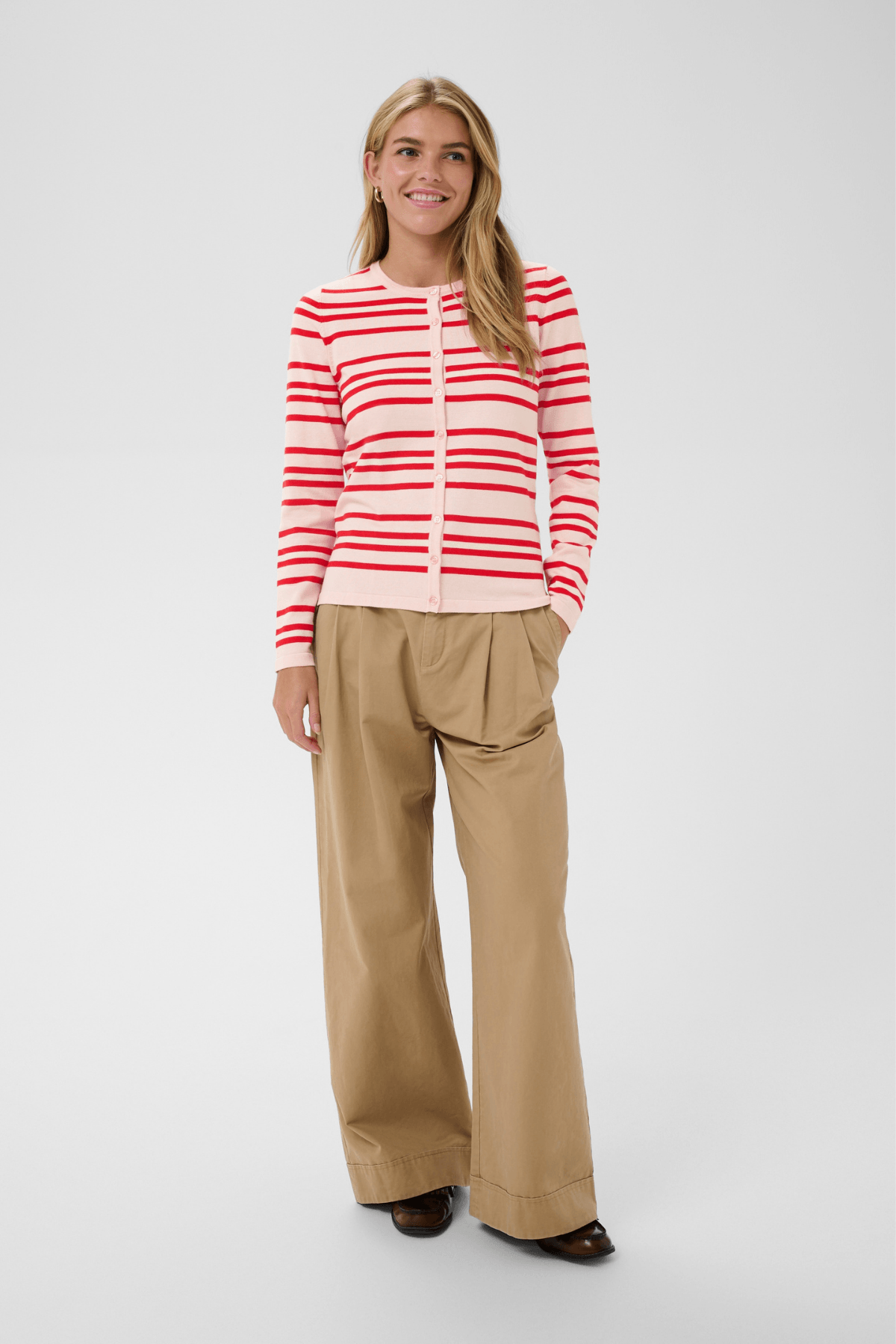 PILA CARDIGAN CHALK PINK RED MULTI STRIPE