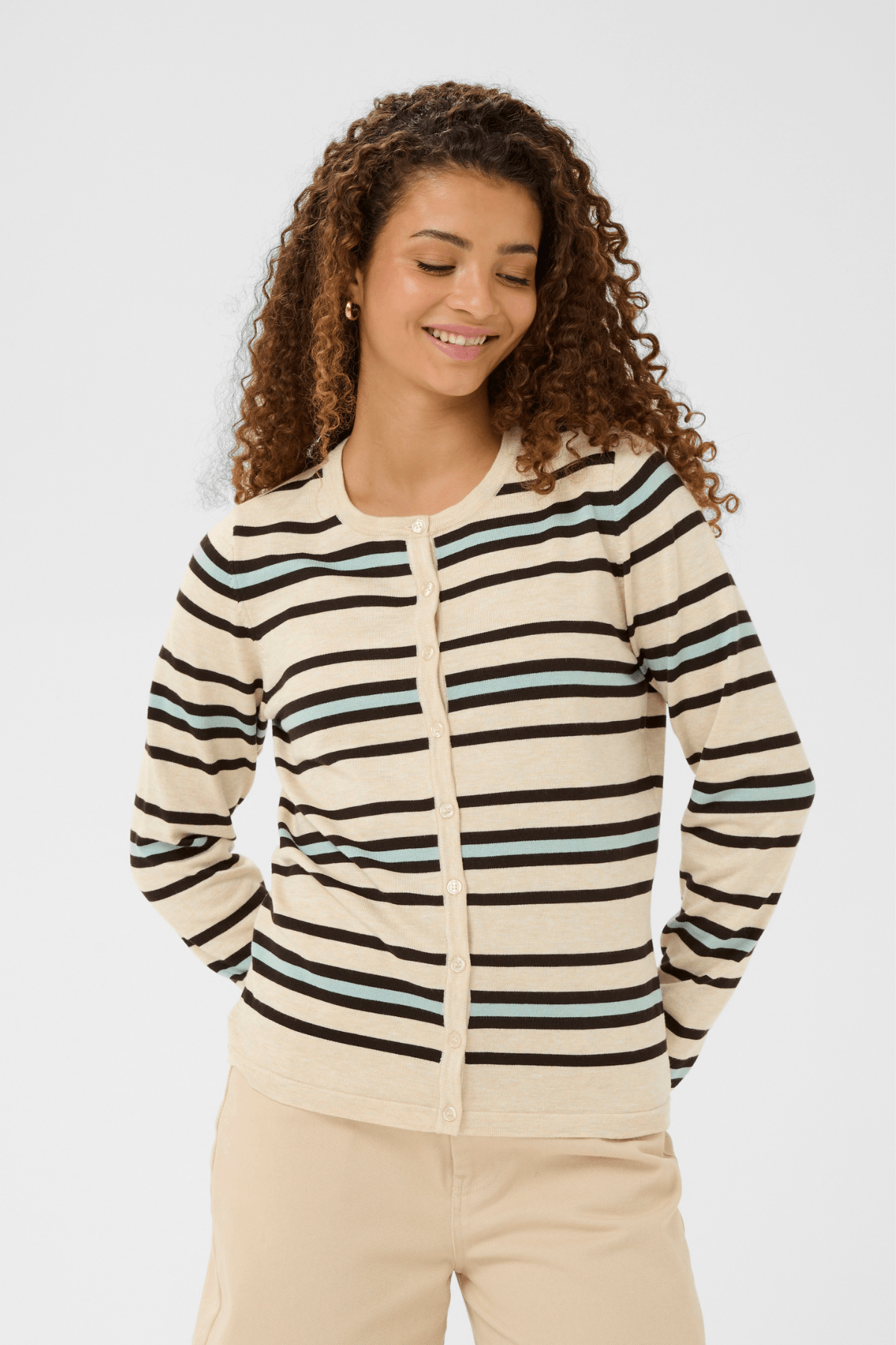 PILA CARDIGAN BROWN RICE MULTI STRIPE