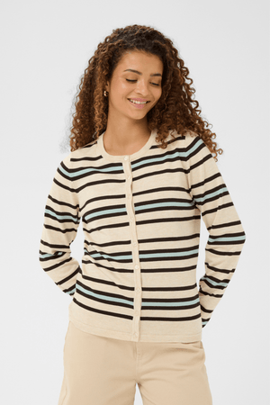PILA CARDIGAN BROWN RICE MULTI STRIPE