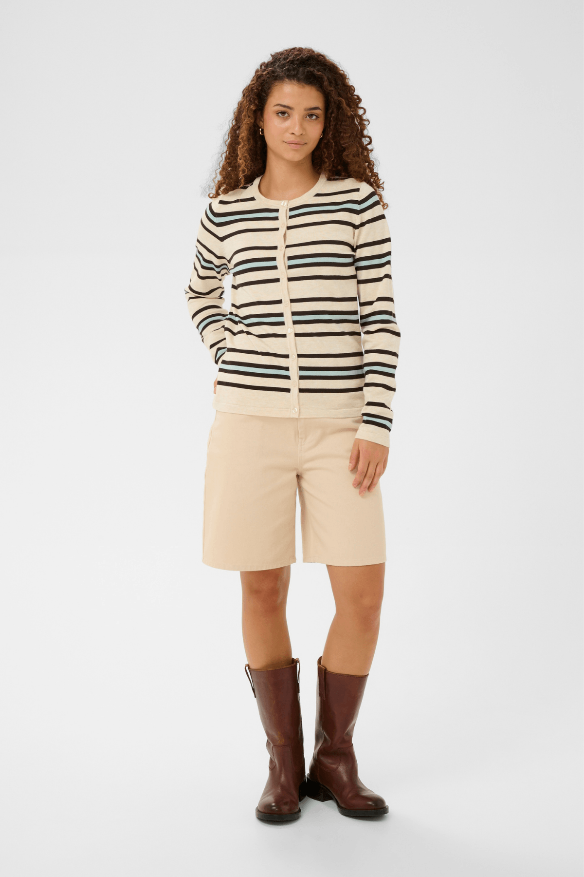 PILA CARDIGAN BROWN RICE MULTI STRIPE