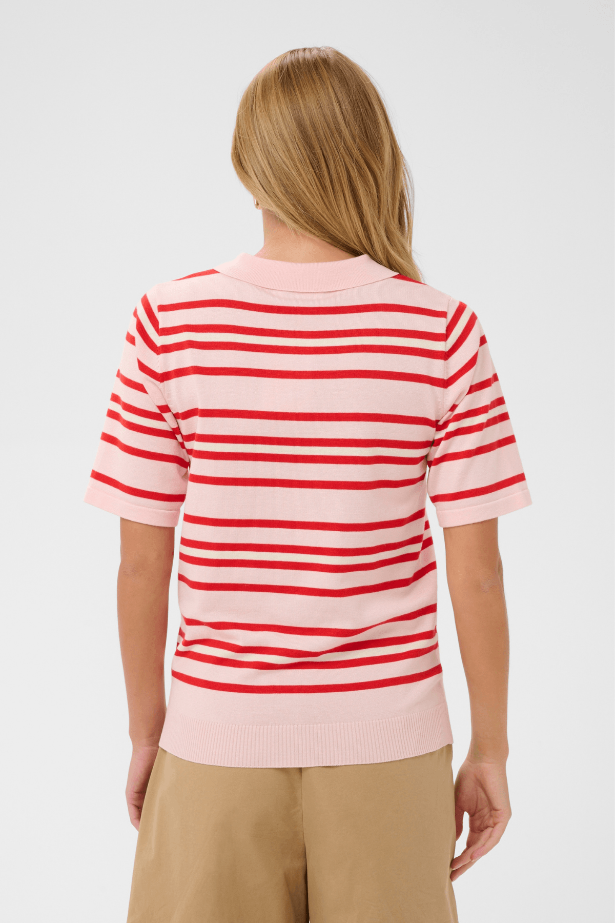 PILA POLO PULLOVER CHALK PINK RED MULTI STRIPE