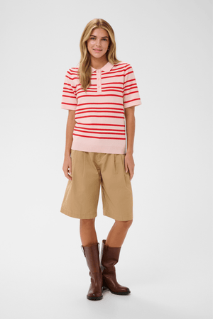 PILA POLO PULLOVER CHALK PINK RED MULTI STRIPE