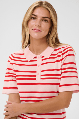 PILA POLO PULLOVER CHALK PINK RED MULTI STRIPE