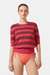 POINTELLE RELAXED SHORT SLEEVE ELECTRIC PINK STRIPE